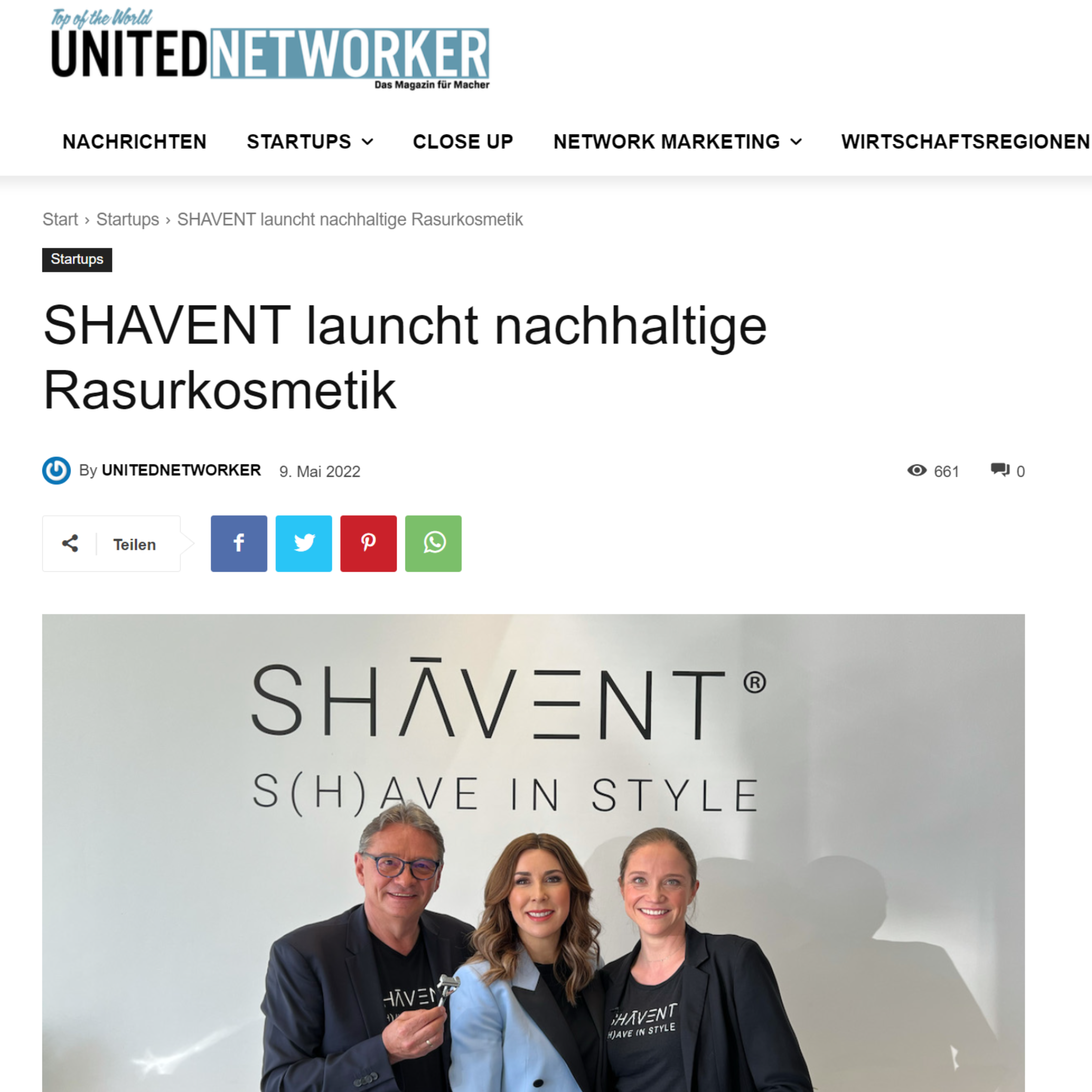 UNITEDNETWORKER - SHAVENT launcht nachhaltige Rasurkosmetik