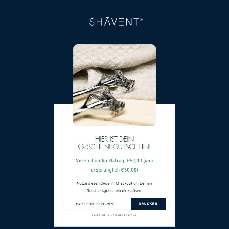 SHAVENT Geschenkgutschein - €50.00