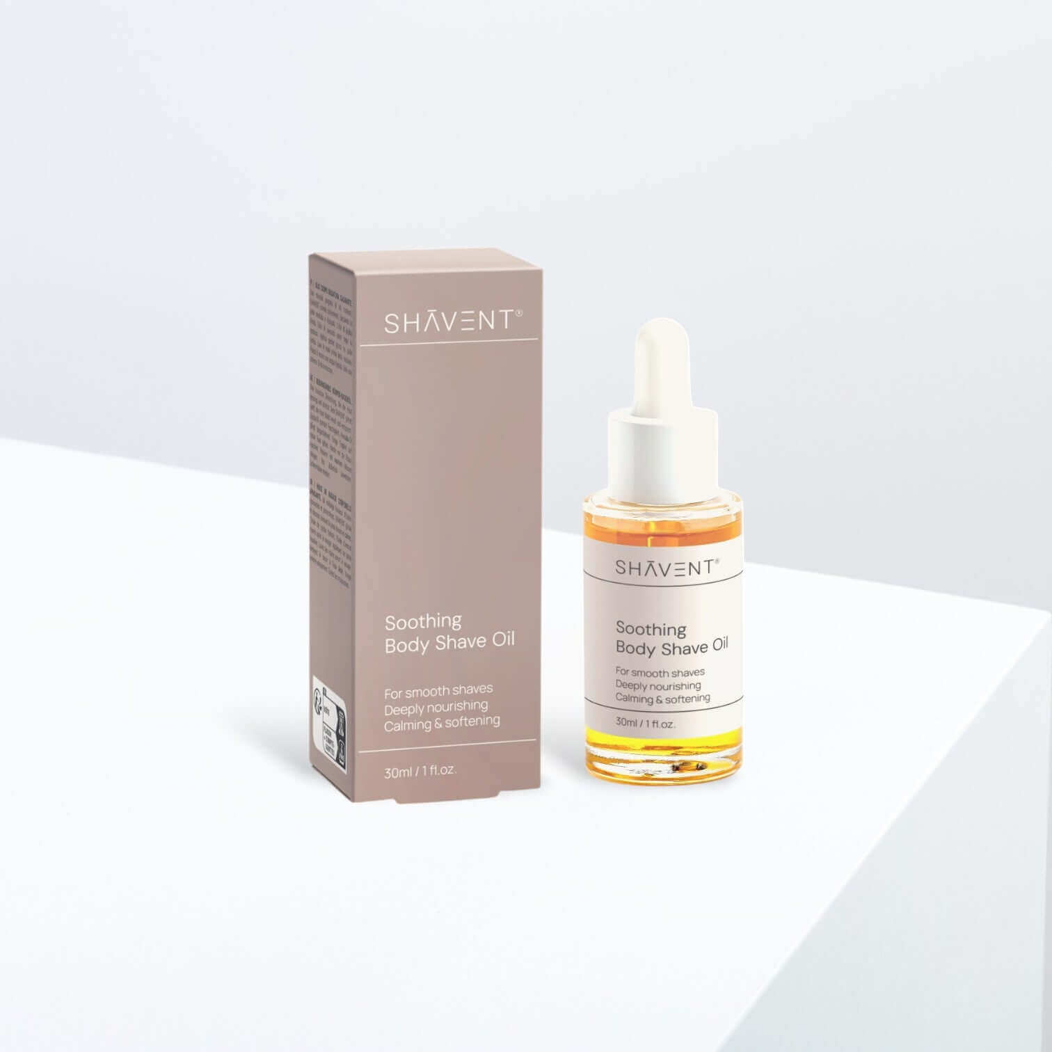 Summer Special: Nahaufnahme der SHAVENT Body Shave Ritual Set Flasche, das sanfte Rasurerlebnis ohne Ziepen und Brennen, für eine mühelose Körperrasur.