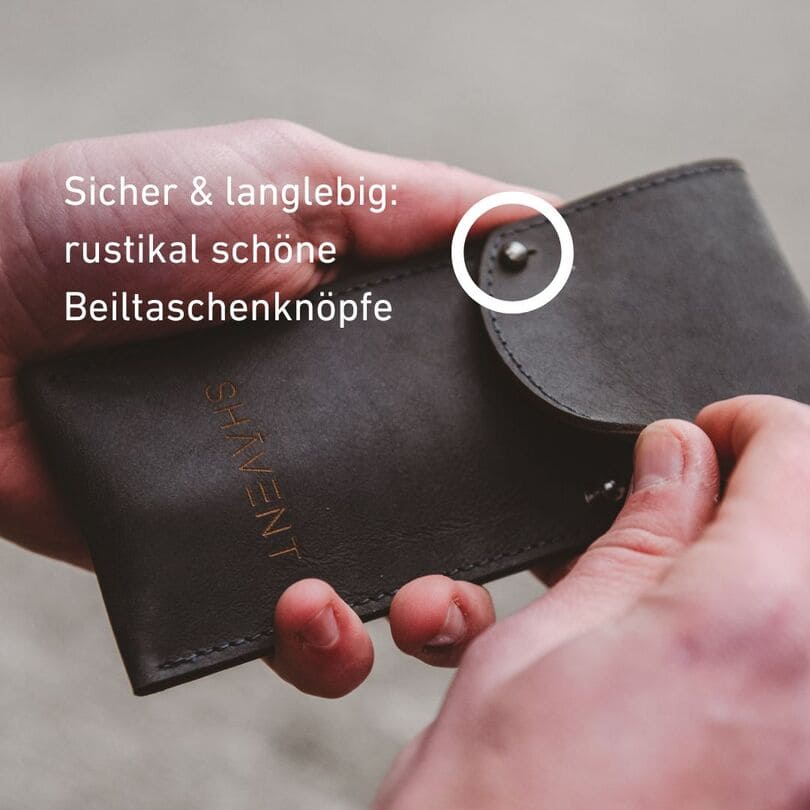 SHAVENT Ledertasche Beiltaschenknöpfe