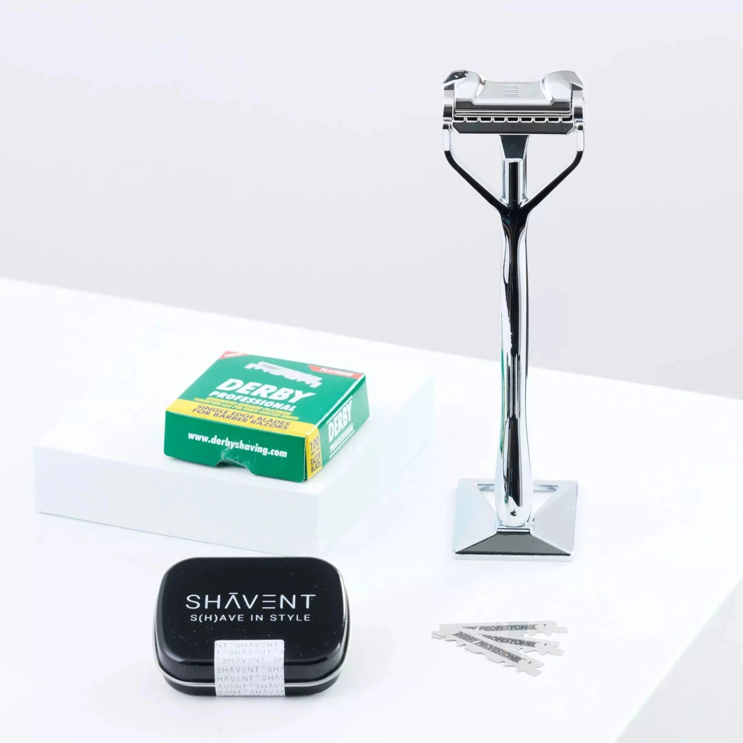 Rundum-Set: SHAVENT Original Schwingkopf-Rasierer, inkl. 100 Klingen & -sammeldose - SHAVENT - Razor