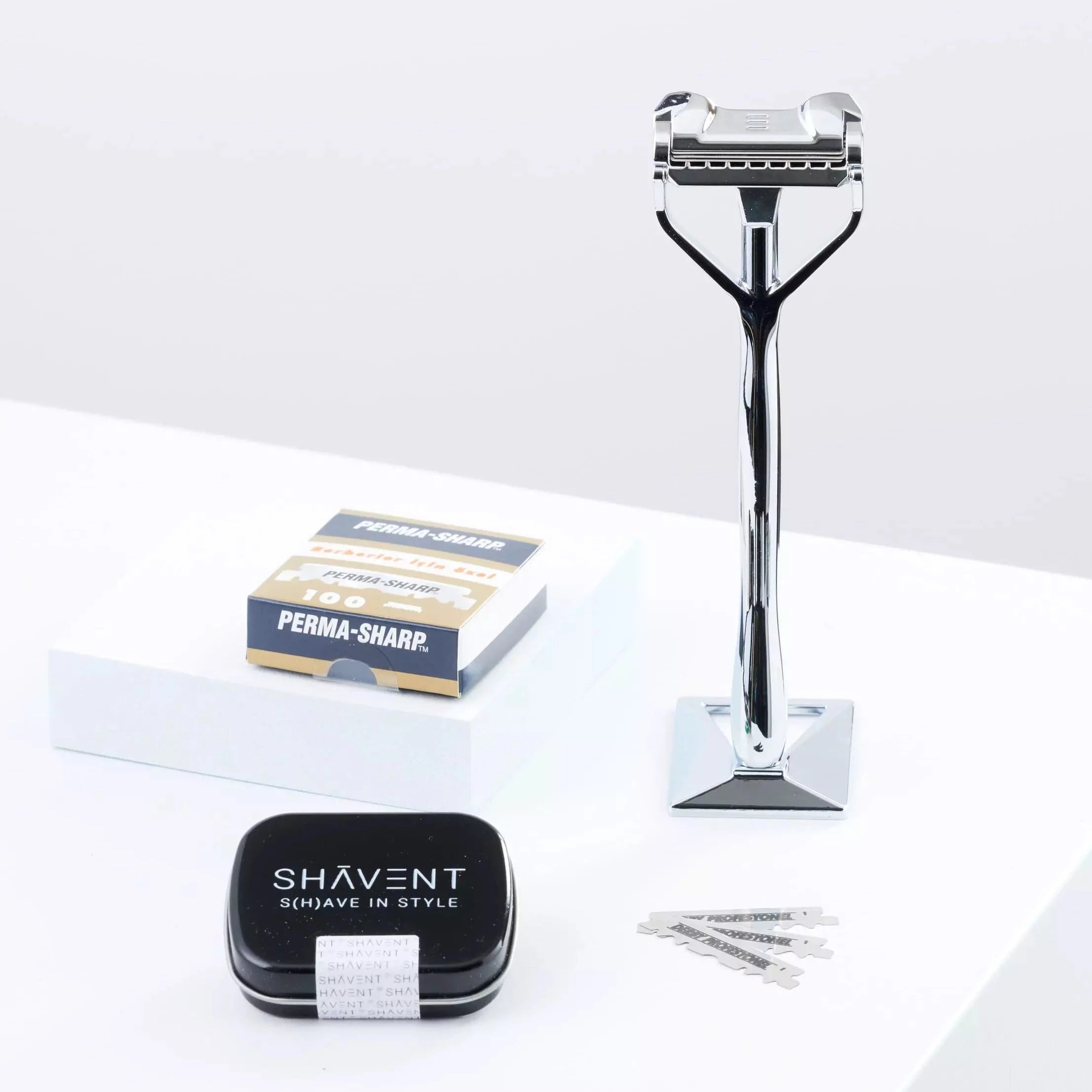 SHAVENT Original starke Haare Set mit Perma Sharp Klingen - für Gesicht und Kopfrasur - SHAVENT - Razor