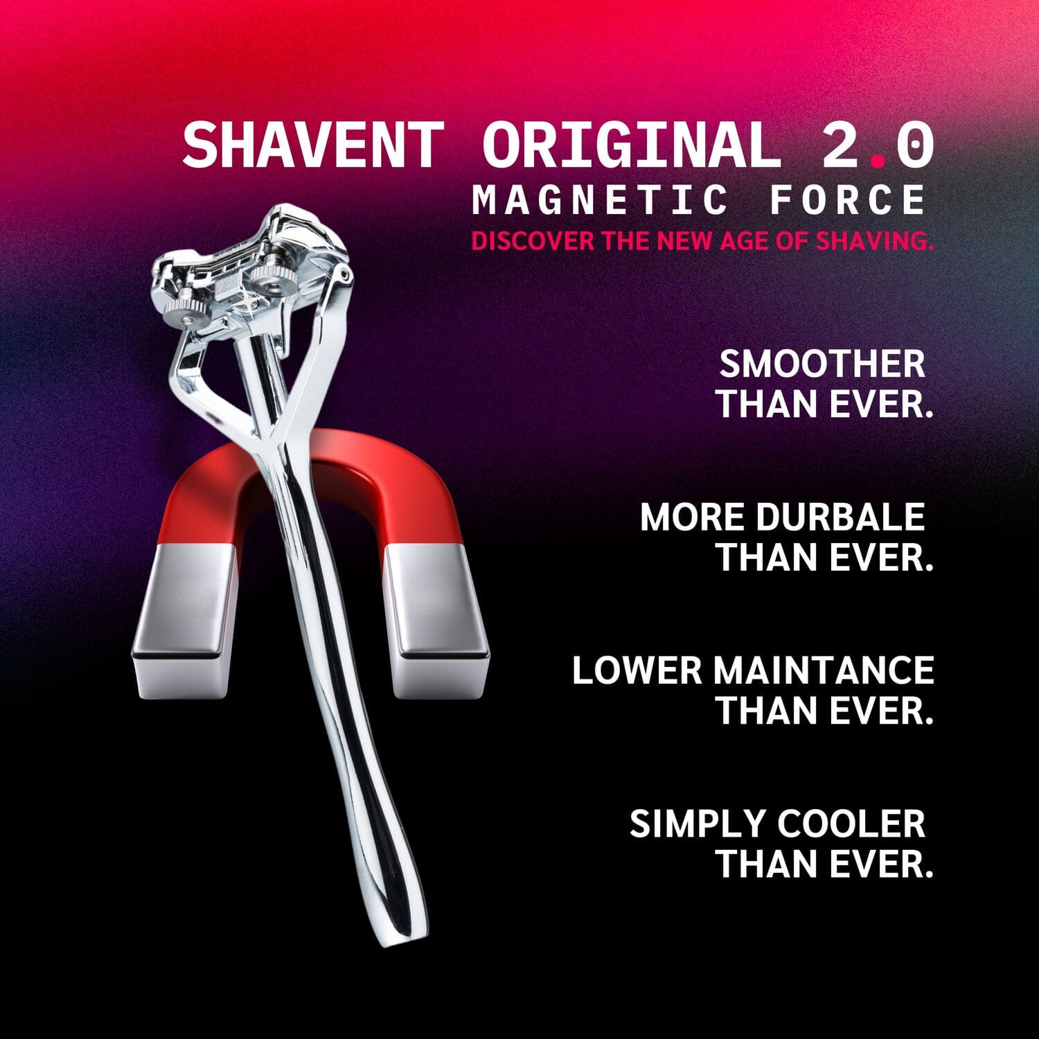 NOUVEAU: SHAVENT Original 2.0 - Magnetic Force - élégant rasoir à tête flexible en métal