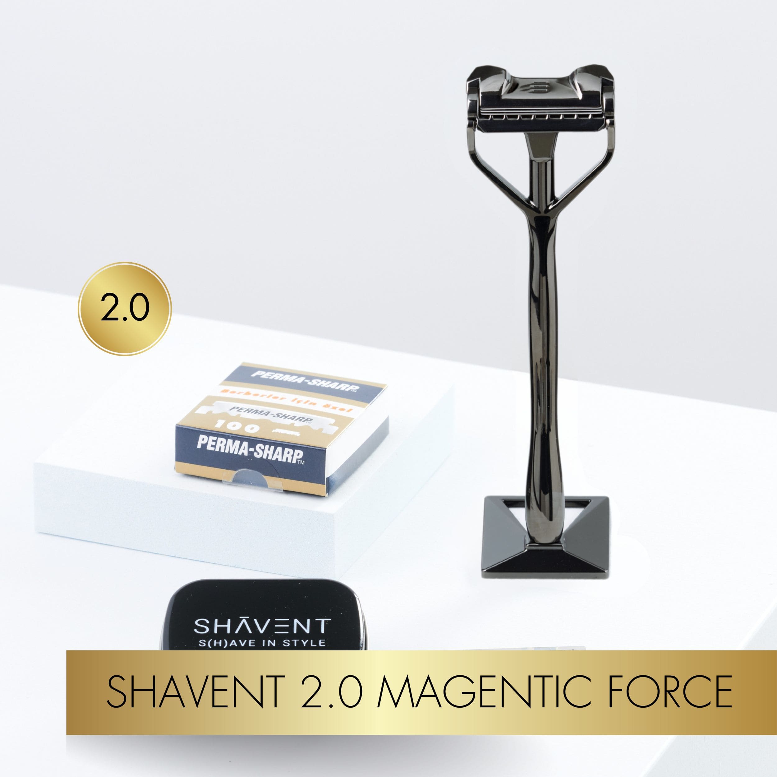 SHAVENT Original starke Haare Set mit Perma Sharp Klingen - für Gesicht und Kopfrasur