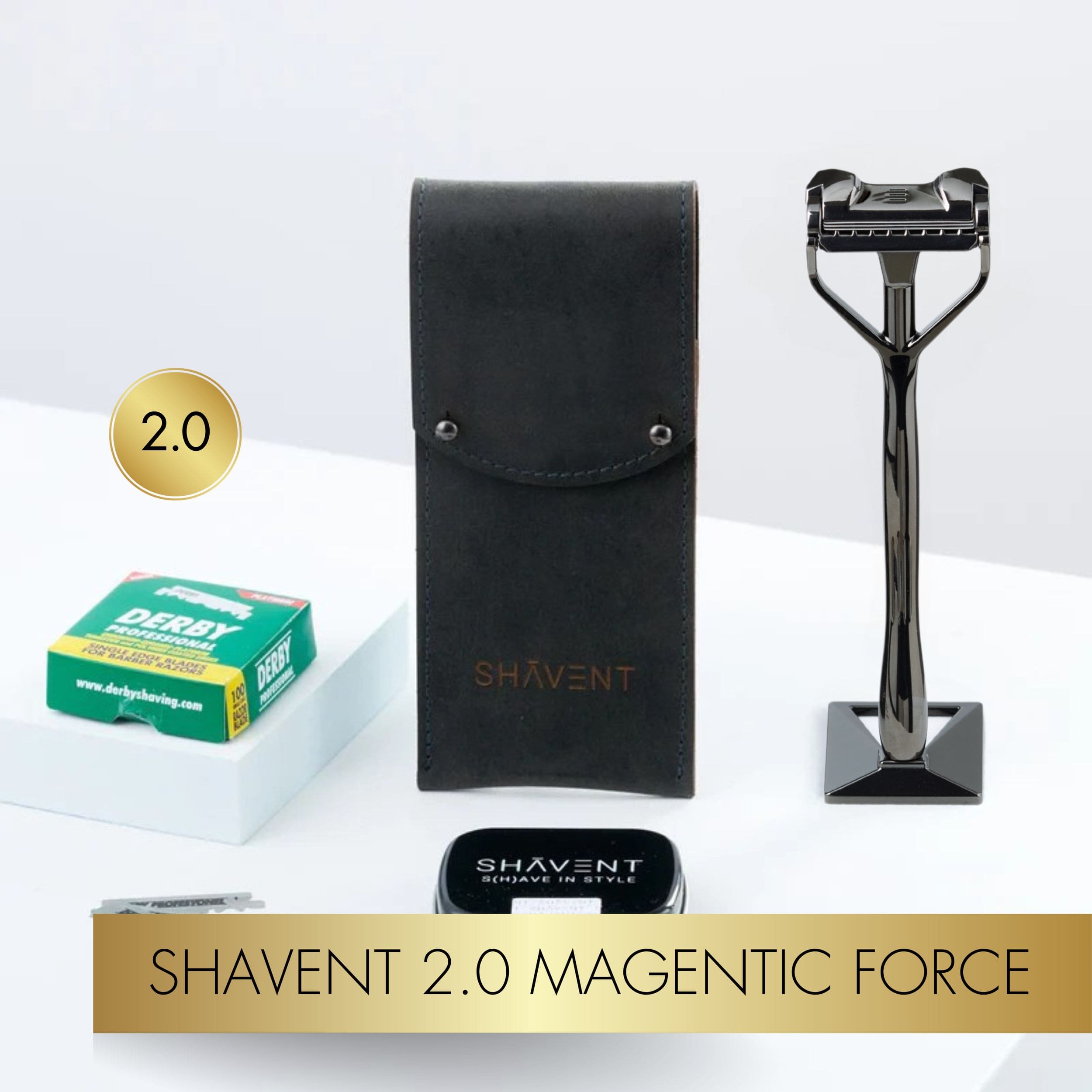 SHAVENT Original Razor travel set with leather case