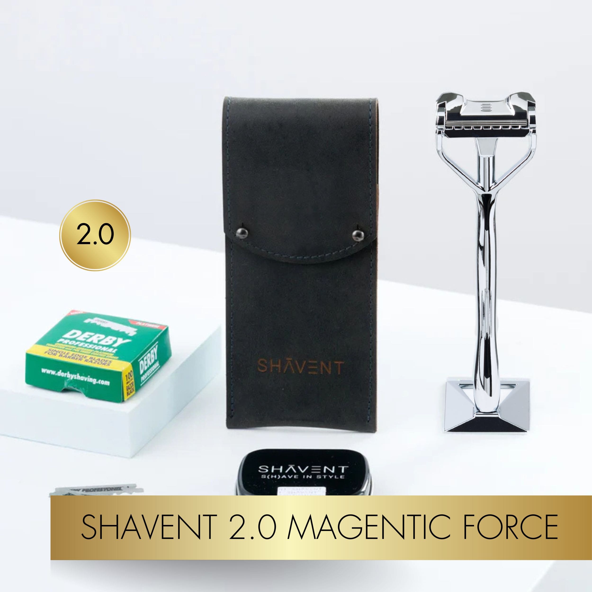 SHAVENT Original Razor travel set with leather case