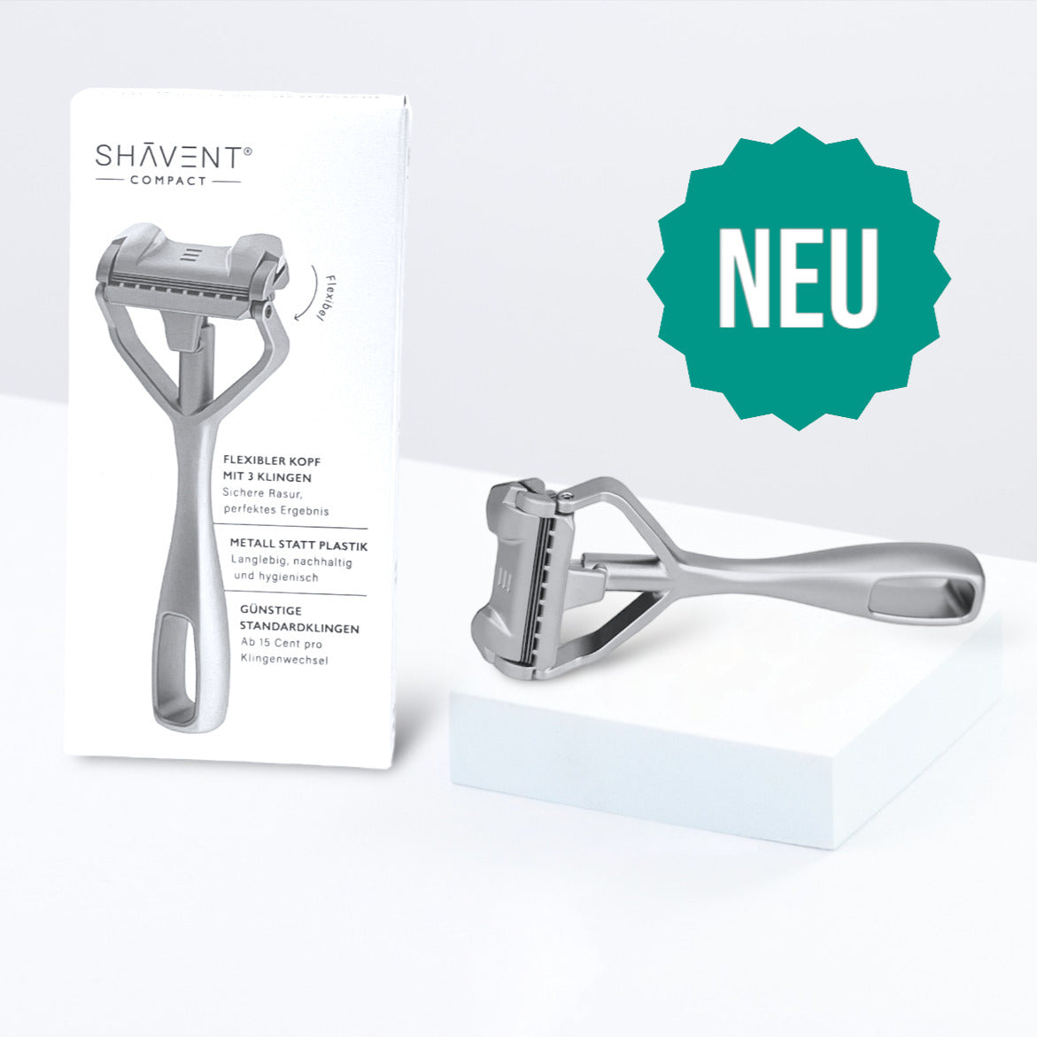 Travel size: SHAVENT Compact, the handy metal shaver for travel / shower